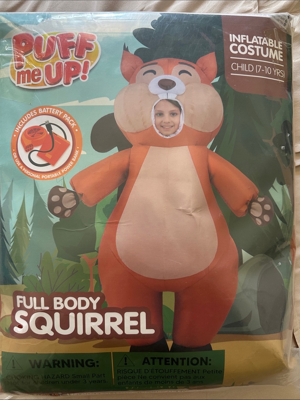 Kids Orange & Cream Full-Body Squirrel Inflatable Costume